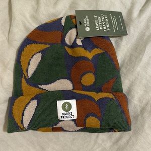 NWT Parks Project Zion Narrows Multicolor Geometric Intarsia Beanie